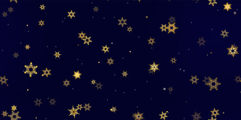 Obraz na płótnie Canvas Gold Falling Snowflakes seamless pattern.
