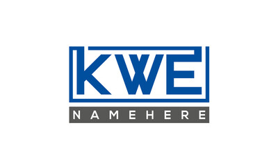 KWE Letters Logo With Rectangle Logo Vector