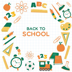 Educational theme background, back to school with school equipment such as rulers, books, pencils, etc.