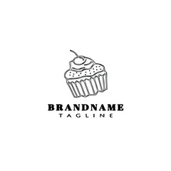 cupcake logo cartoon icon template black isolated vector illustration