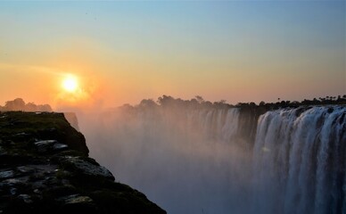 Dusk at Victoria Falls, Zimbabwe