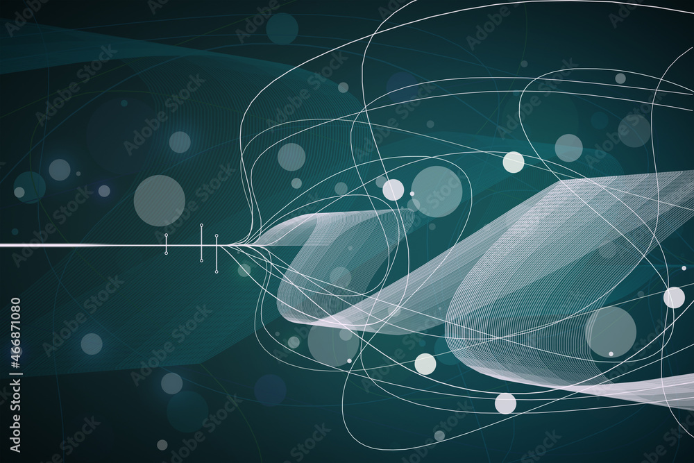 Poster Creative grey big data swirl on dark background. Technology, innovation and database concept. 3D Rendering.
