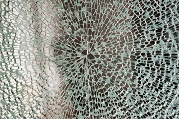 Cracks, Broken on tempered glass wall indoor. Cracks on tempered glass texture broken  glass transparent