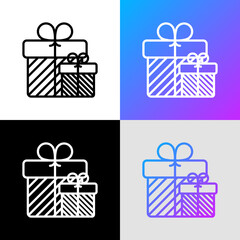 Gifts with bow thin line icon. Modern vector illustration.