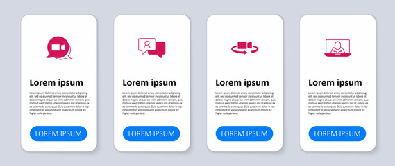 Set Video chat conference, 360 degree view, Speech bubble and . Business infographic template. Vector