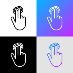 Two finger tap, fingers touch thin line icon. Vector illustration.