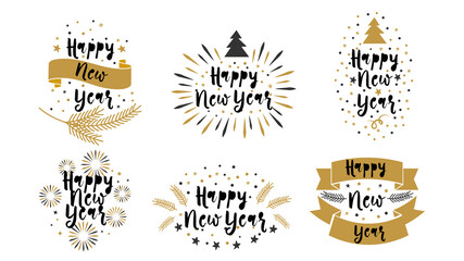 Happy New Year calligraphy lettering text design