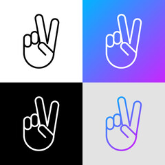 Peace or victory thin line icon. Modern vector illustration of hand gesture.