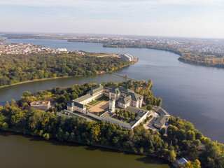 Aerial view of Swan Lake and Family Cultural Center, Pantelimon, Romania