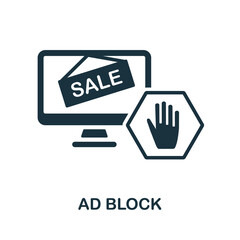 Ad Block icon. Monochrome sign from social media marketing collection. Creative Ad Block icon illustration for web design, infographics and more