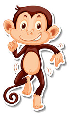Obraz na płótnie Canvas Monkey cartoon character sticker
