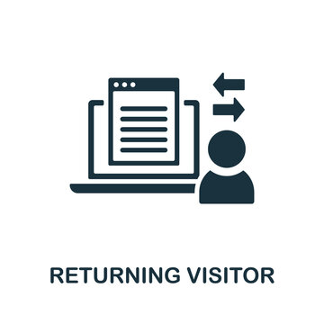 Returning Visitor Icon. Monochrome Sign From Social Media Marketing Collection. Creative Returning Visitor Icon Illustration For Web Design, Infographics And More