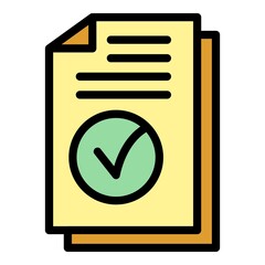 Approved allowance papers icon. Outline approved allowance papers vector icon color flat isolated