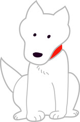 お座りするかわいい白い犬のベクターイラスト