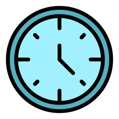 Hotel wall clock icon. Outline hotel wall clock vector icon color flat isolated