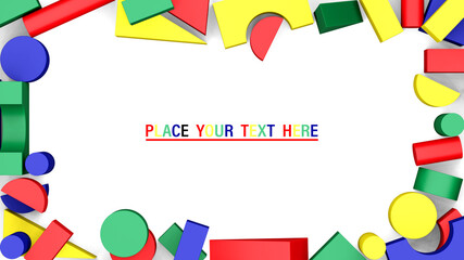 Colorful building block background modern design for banner, poster, flyer, cover, brochure. 3D rendering and illustration.