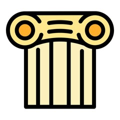 Greek column icon. Outline greek column vector icon color flat isolated