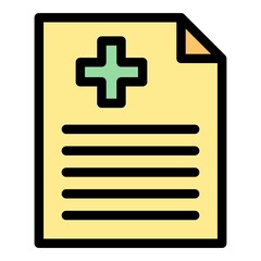 Fototapeta premium Home nursing receipt icon. Outline home nursing receipt vector icon color flat isolated