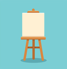 Wooden easel with blank canvas. vector illustration - obrazy, fototapety, plakaty