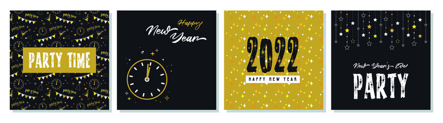 Obraz na płótnie Canvas Happy New Year- 2022 . Collection of greeting background designs, New Year, social media promotional content. Vector illustration
