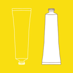 Linear tube of toothpaste, or other cosmetic product. Cosmetic. Vector illustration.