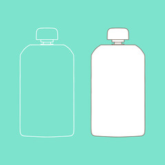 Baby food packaging mockup. Packaging template mock up. Delivery service concept. Copy space. Linear, vector, realistic, outline illustration.