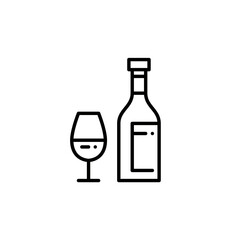 Red wine in a glass and a bottle. Pixel perfect editable stroke icons