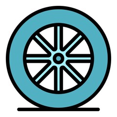 Obraz premium Car wheel icon. Outline car wheel vector icon color flat isolated