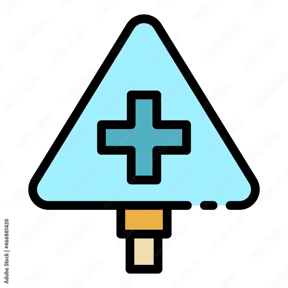 Poster road indicator icon. outline road indicator vector icon color flat isolated