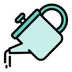 Watering can icon. Outline watering can vector icon color flat isolated
