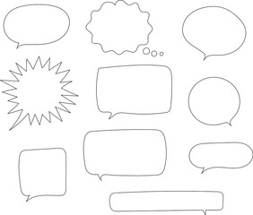 Speech bubble, speech balloon, chat bubble flat line vector icon