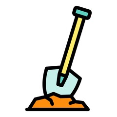 Spade garden icon. Outline spade garden vector icon color flat isolated