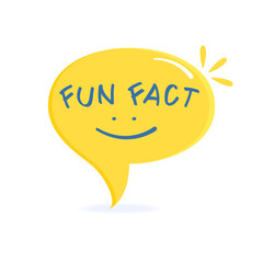 Funny facts icon on a bright colored bubble, text.