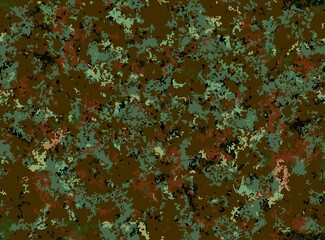 Bright abstract geometric camouflage vector seamless pattern. Green-brown texture with shapeless spots
