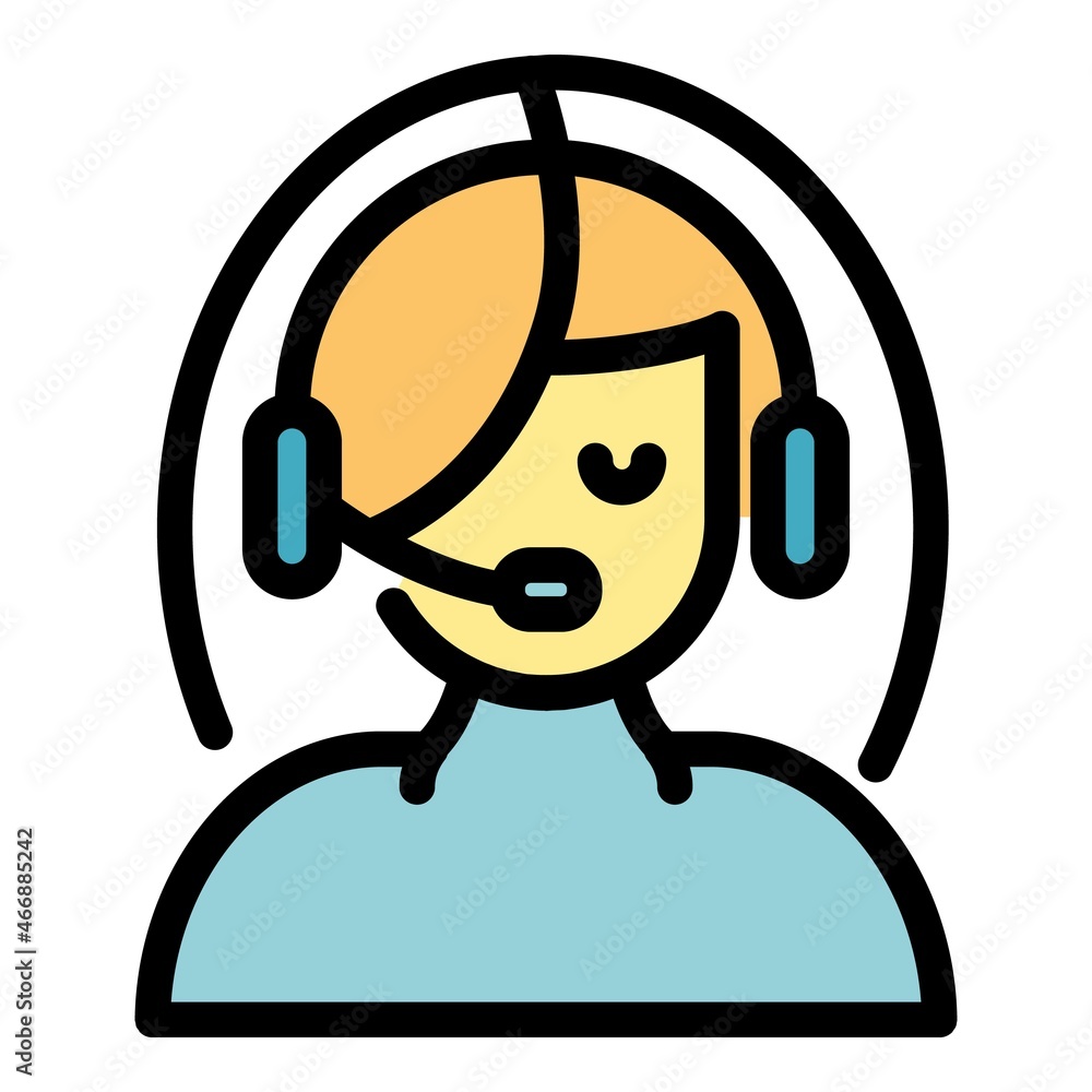 Poster call operator icon. outline call operator vector icon color flat isolated