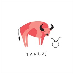 Taurus zodiac sign icon. Stylized vector illustration