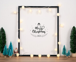 mockup frame on table design for decoration Christmas day.