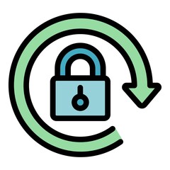 Lock secure icon. Outline lock secure vector icon color flat isolated