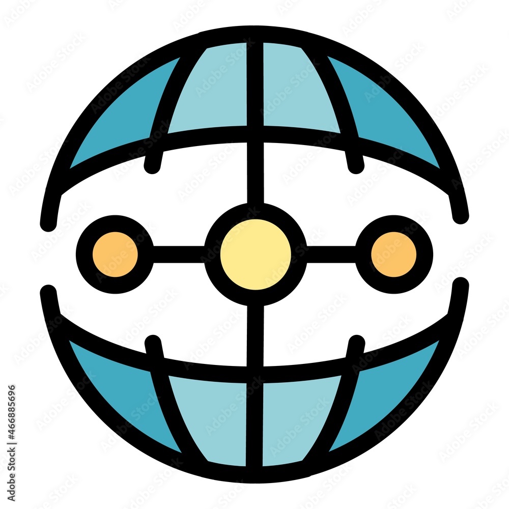 Poster code globe icon. outline code globe vector icon color flat isolated