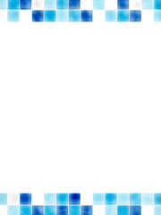 青いタイルの上下フレーム-2（タテ）