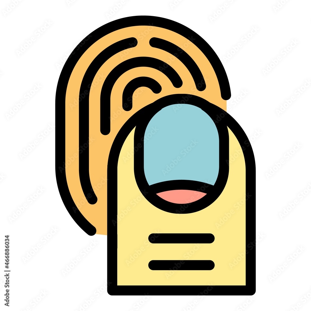 Poster fingerprint touch icon. outline fingerprint touch vector icon color flat isolated