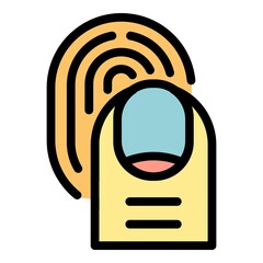 Fingerprint touch icon. Outline fingerprint touch vector icon color flat isolated