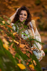 Fototapeta na wymiar Beautiful young woman, autumnal portrait