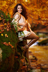 Beautiful young woman, autumnal portrait