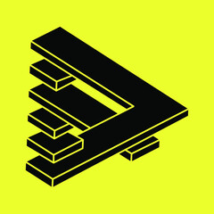 Optical illusion. Impossible shape. Optical art object. Geometric figures.