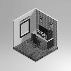 isometric gamer room