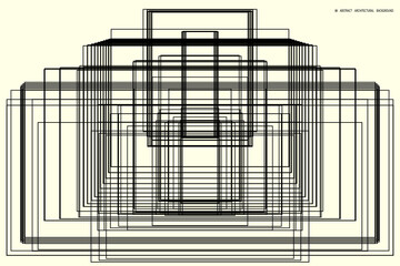 abstract pattern of rectangles and lines. drawing is kept in outline for better editing and design options. soft yellow background