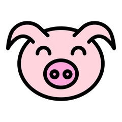 Head pig icon. Outline head pig vector icon color flat isolated