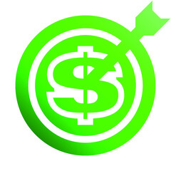 Dollar target - sign symbol icon green gradient isolated - vector illustration