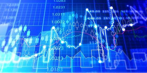 Stock market or stock exchange trading graph. 3d illustration.